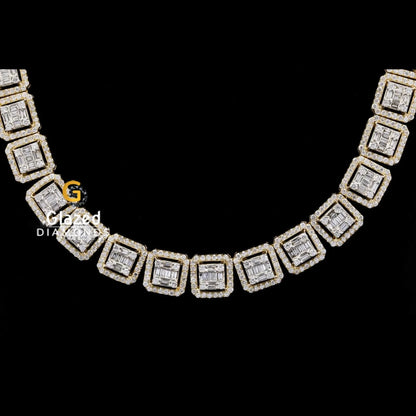 Baguette Round Diamond Necklace