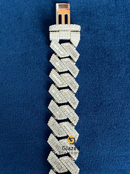 Baguette_Round Moissanite Cuban Link Hip Hop Bracelet