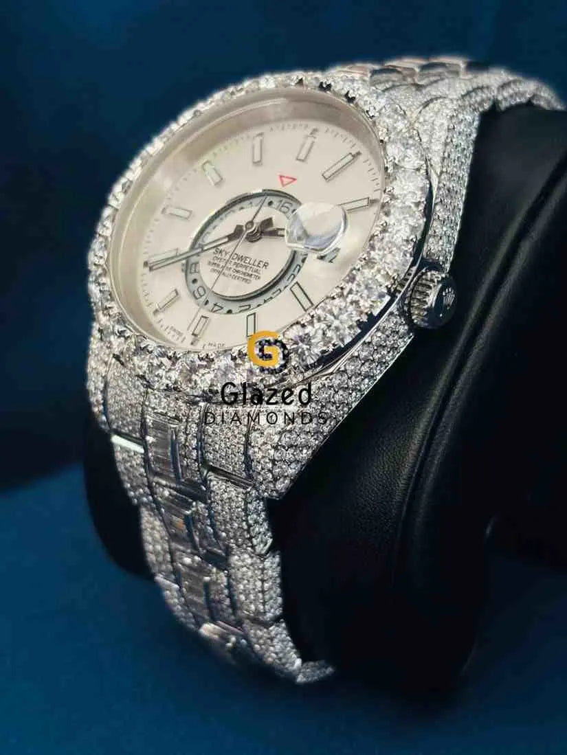 Baguette Strap Sky Dweller Hip Hop Moissanite Watch