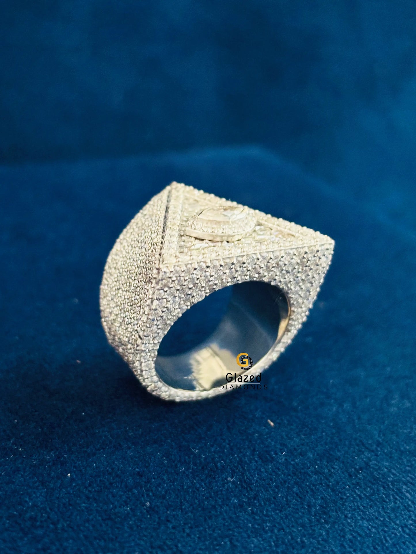 Baguette_ Round Moissanite Illuminati Triangle Ring