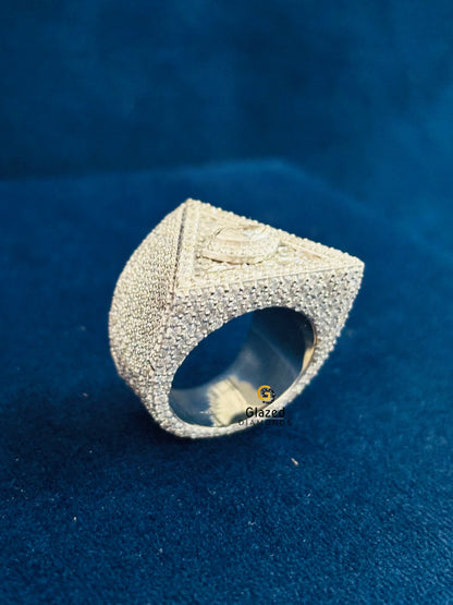 Baguette_ Round Moissanite Illuminati Triangle Ring