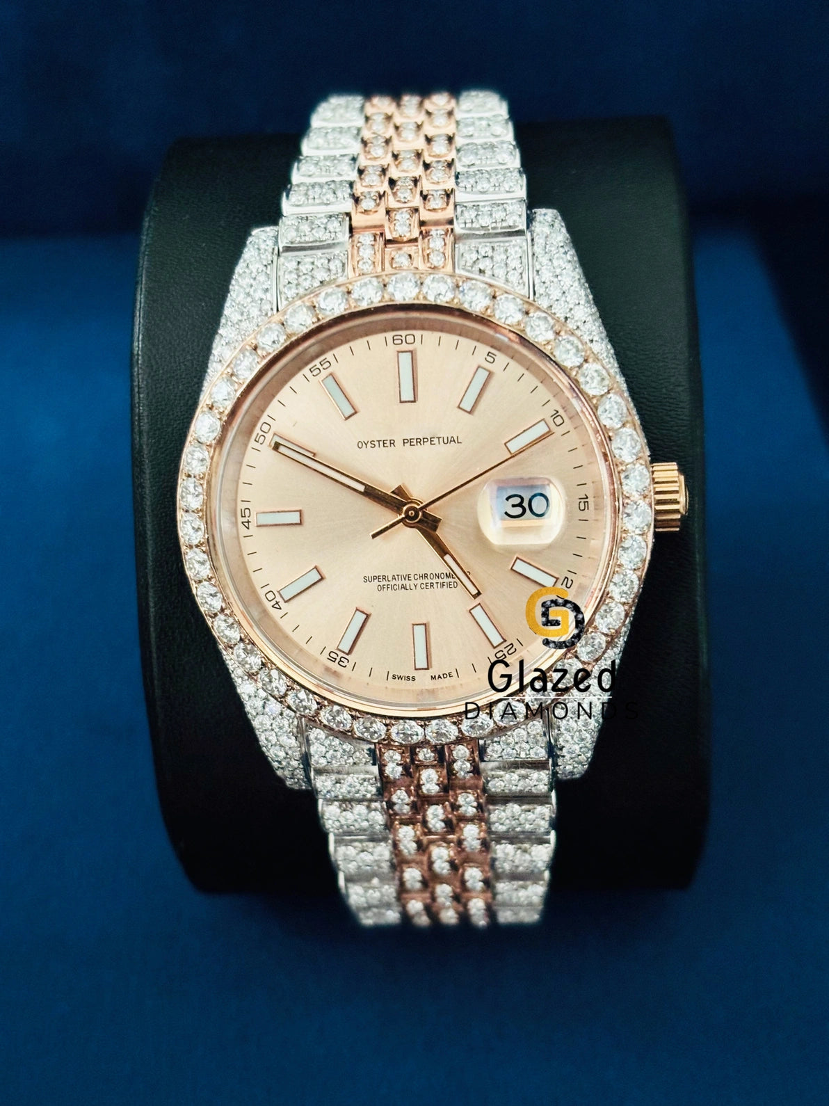 Beige Stick Dial Fully Iced Out VVs Moissanite Watch