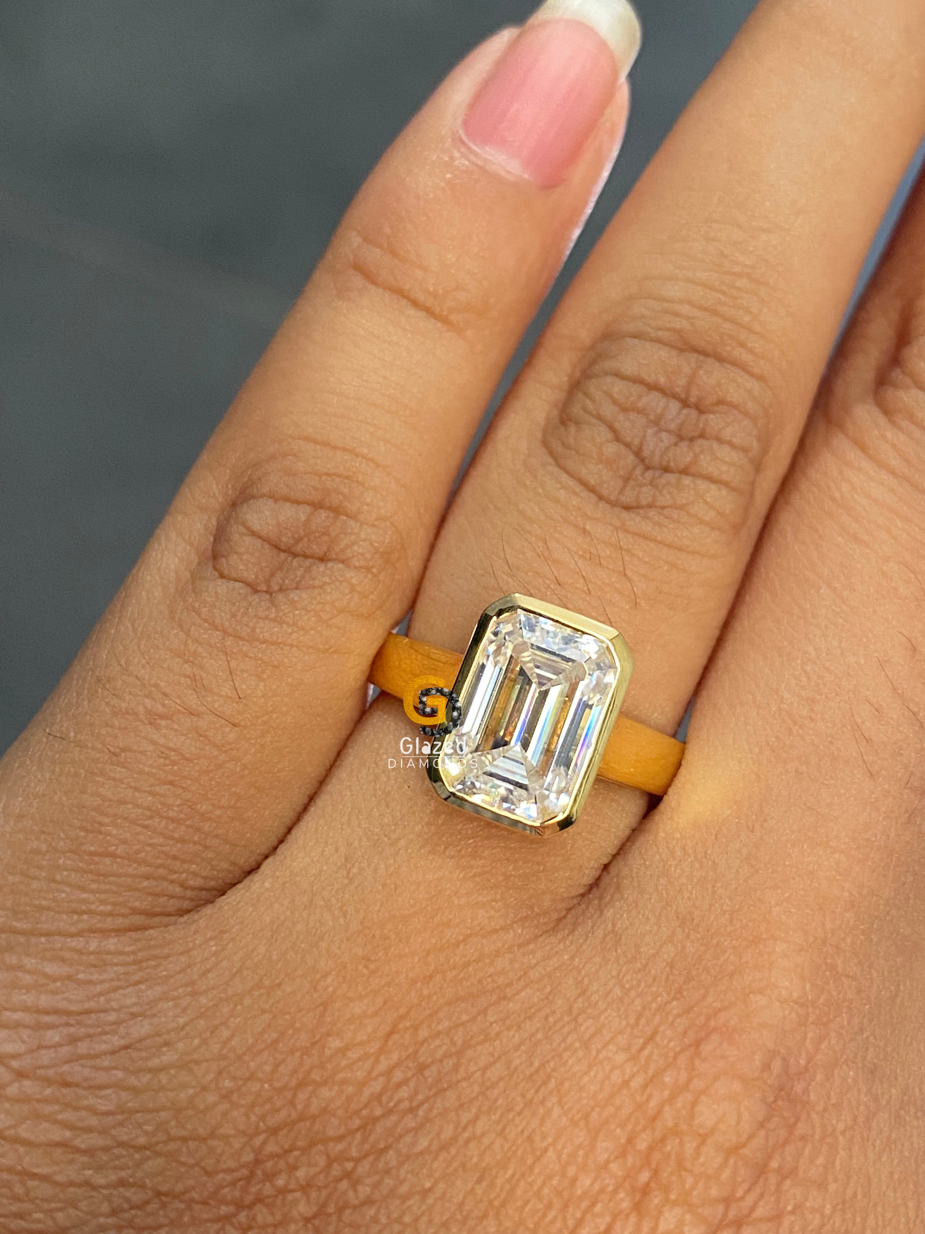 5 CT Bezel Set Solitaire Moissanite Engagement Ring For Her