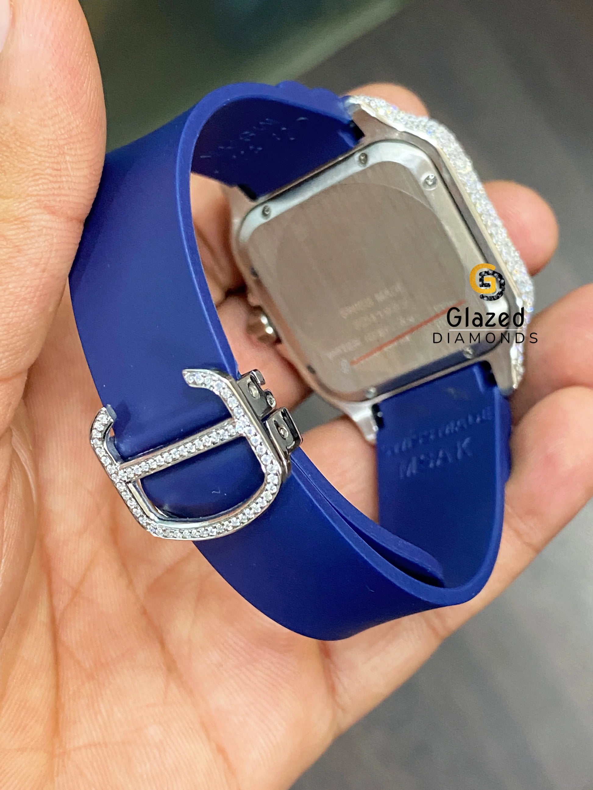 Bezel Dial Cartier Blue Dial Moissanite Watch For Men