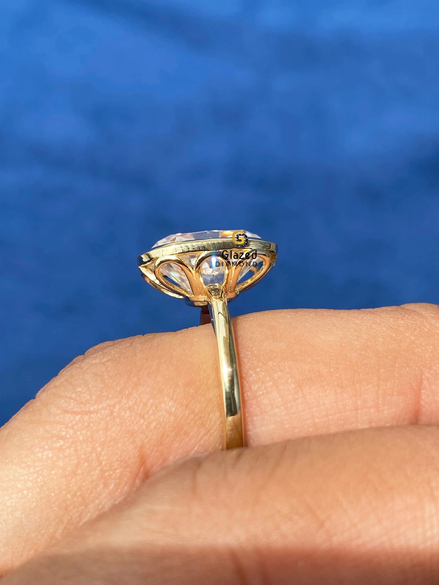 Bezel Set Cushion Moissanite Engagement Ring