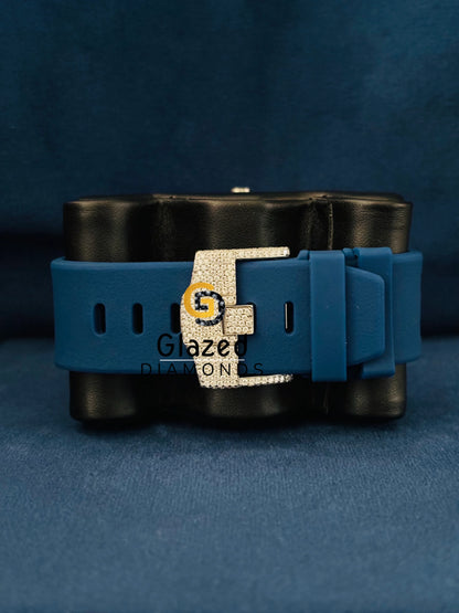 Bezel Studd Silicone Strap Red Arabic Multi Face Dial Moissanite Hip Hop Watch 