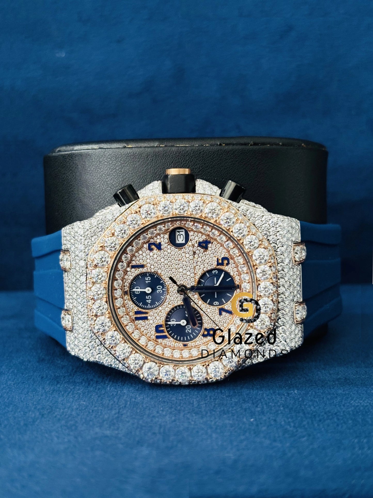 Big Bezel Moissanite Studded Watch For Him