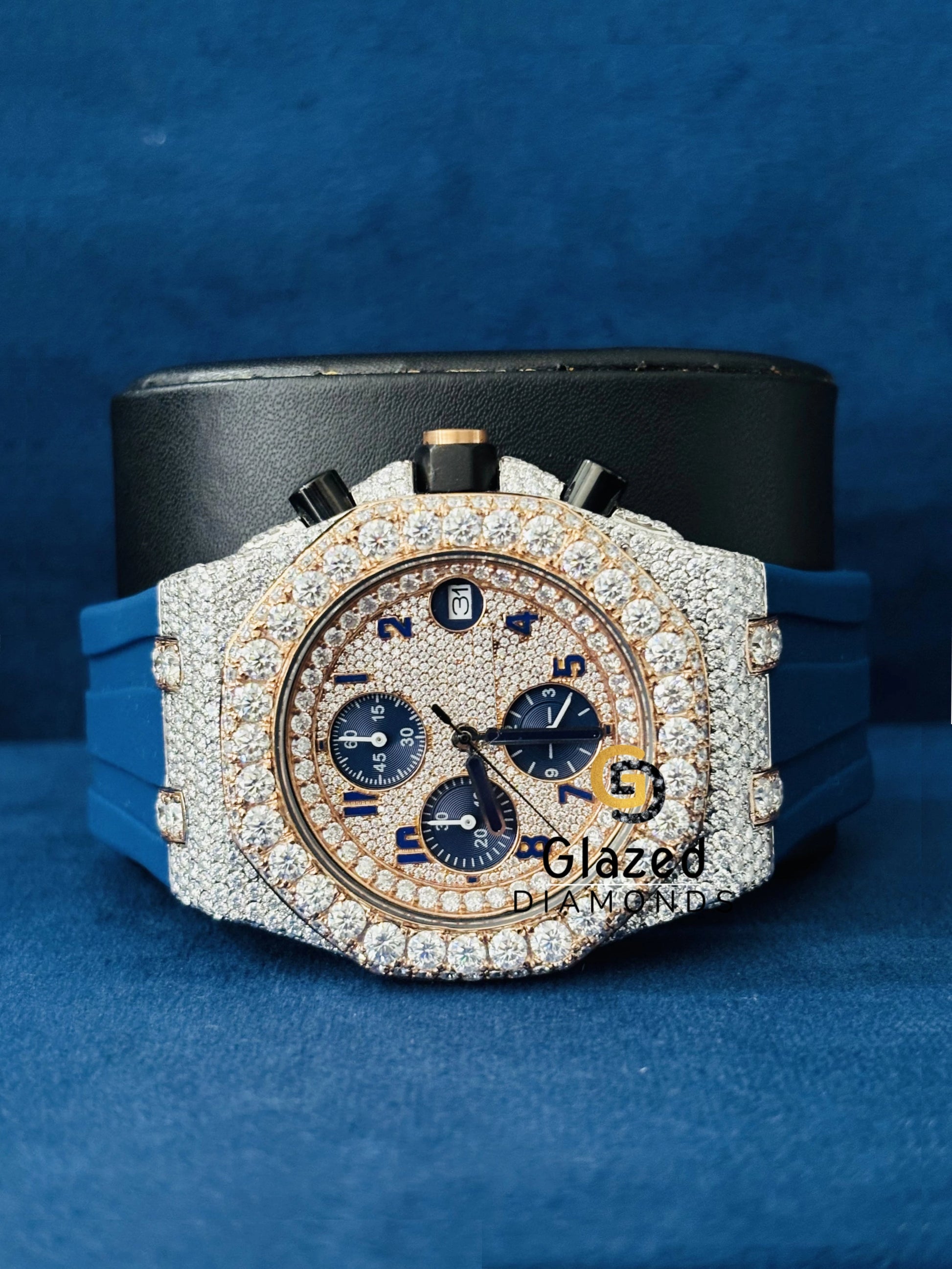 Big Bezel Moissanite Studded Watch For Him