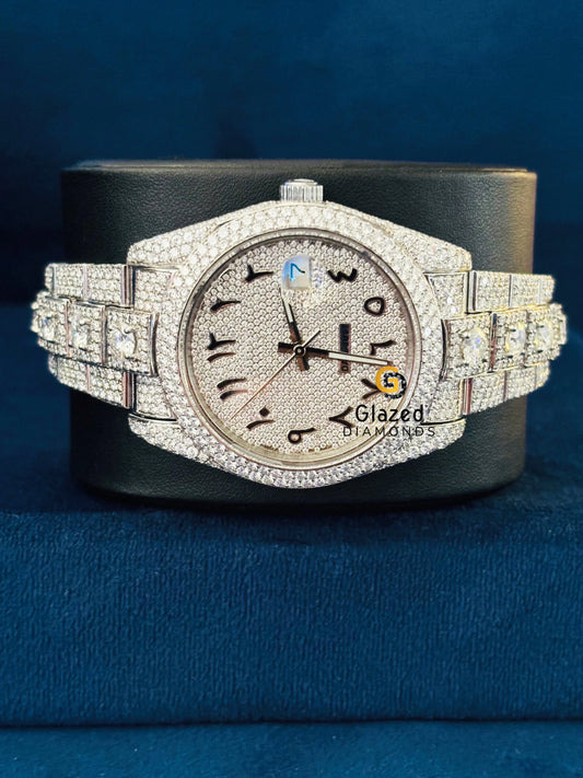 Big Round Moissanite Arabic Number Moissanite Watch