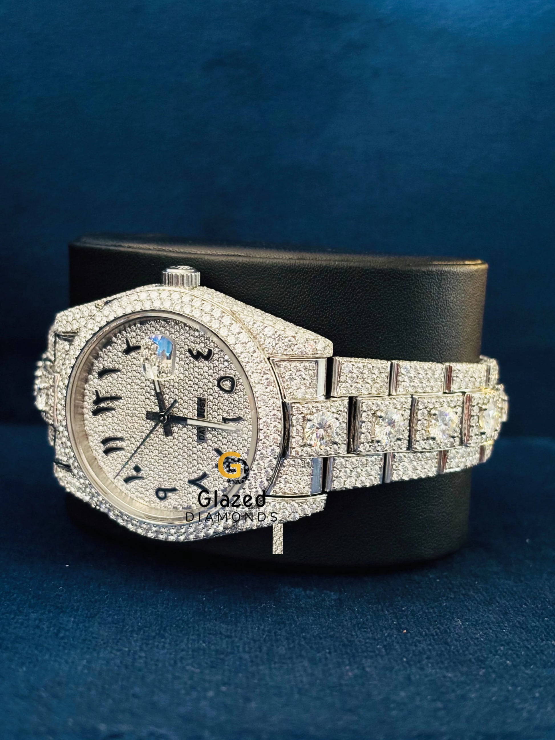 Big Round Moissanite Arabic Number Moissanite Watch For Men