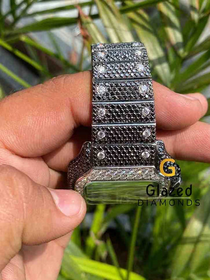 Stunning Fully Iced Out Skeleton Style Black Diamond Moissanite Watch