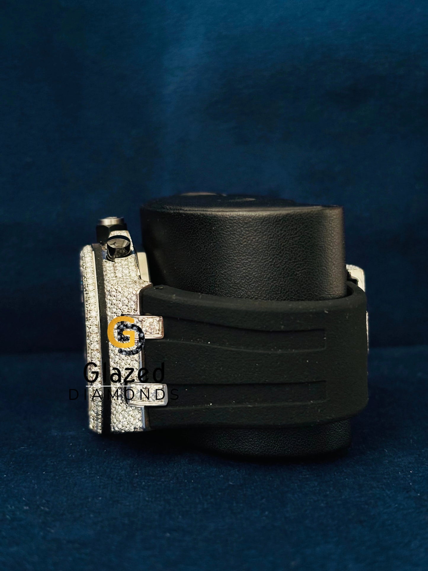 Black Multi Chronograph Silicon Strap Moissanite Watch