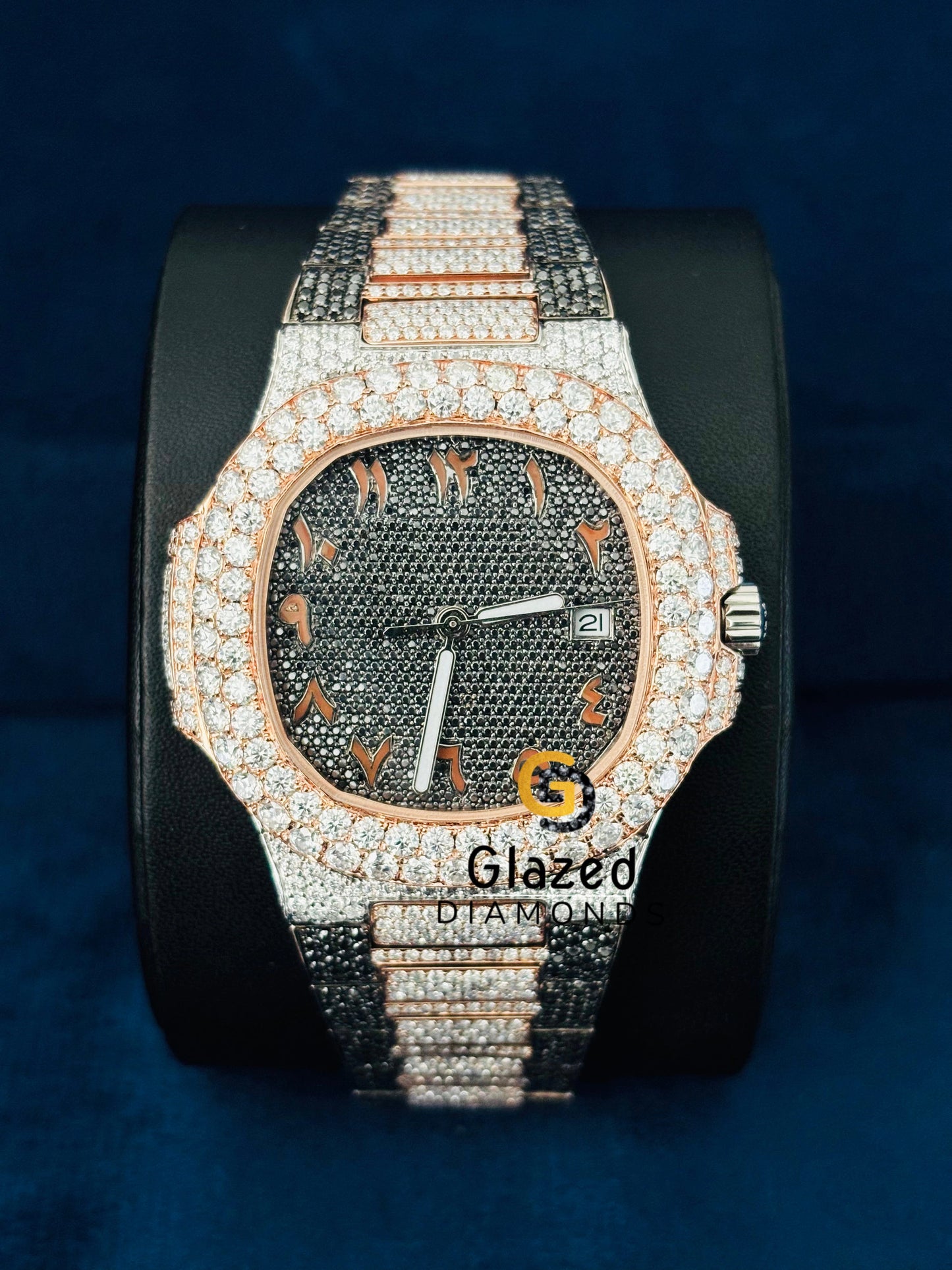 Black And White Diamond Moissanite Watch For Him