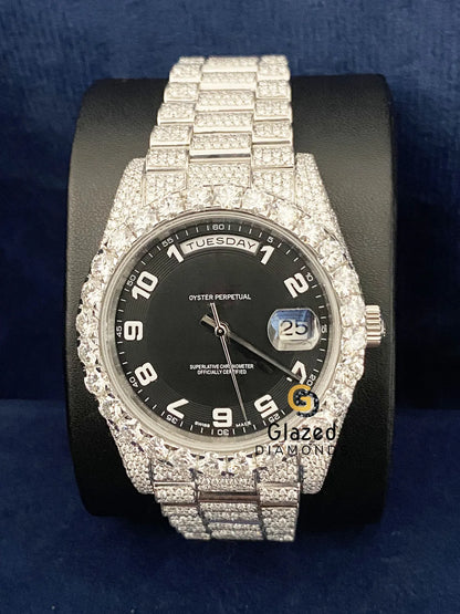 Black Arabic Dial D Colorless Diamond Studded Hip Hop Watch