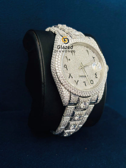 Black Arabic Number Fully Iced Out Watch