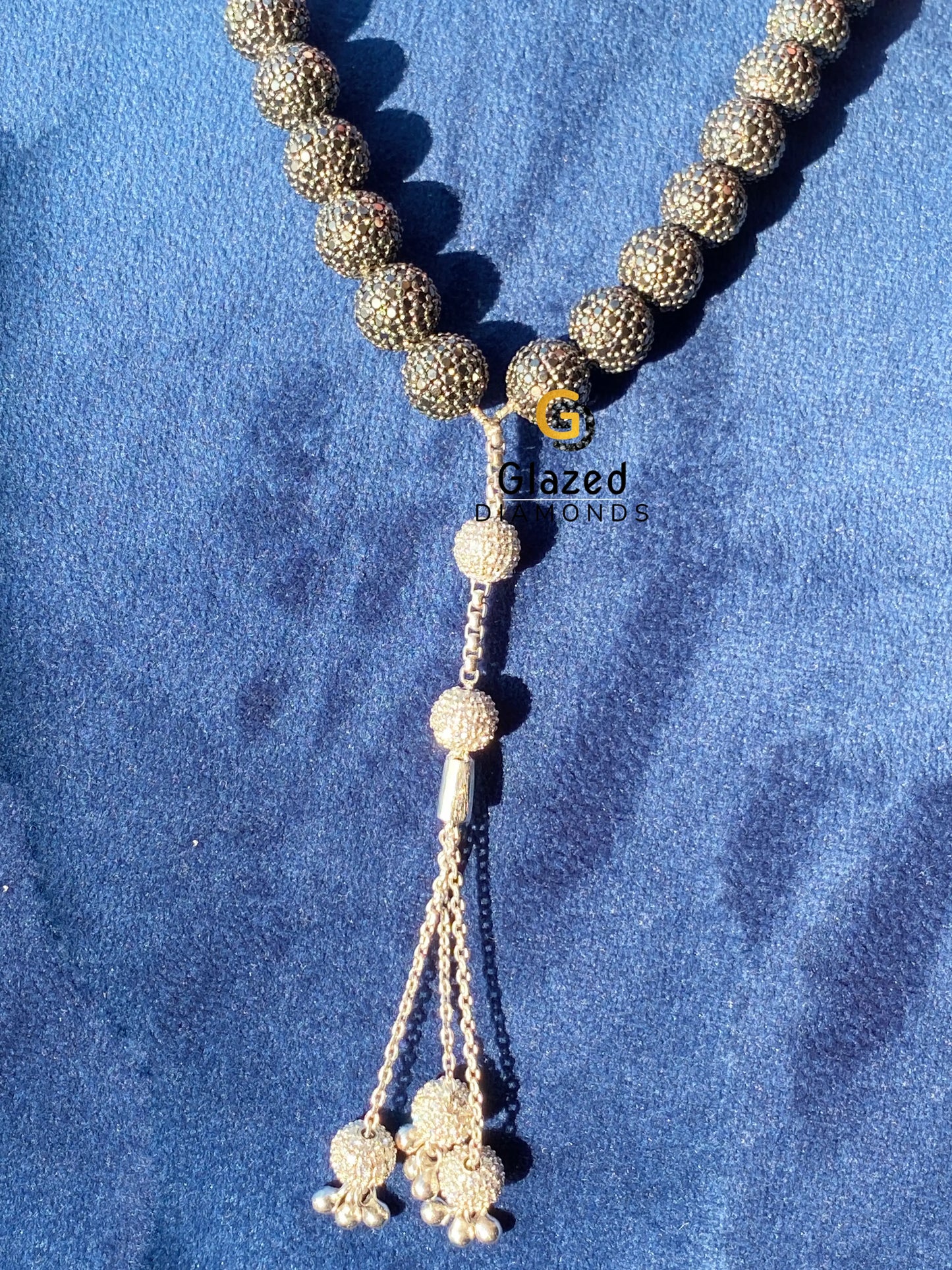 Black Beads Moissanite Necklace