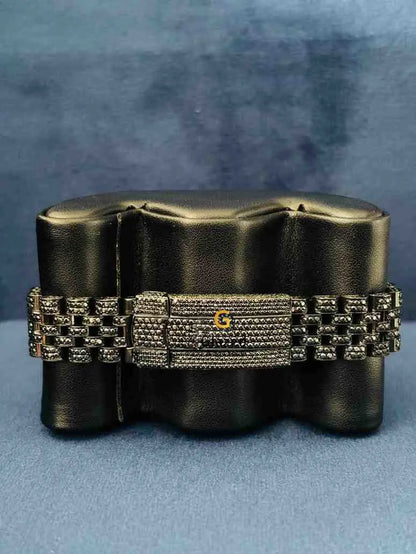 Black Bezel Dial Moissanite Rolex Watch For Women