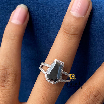 Black Coffin Anniversary Ring for Her