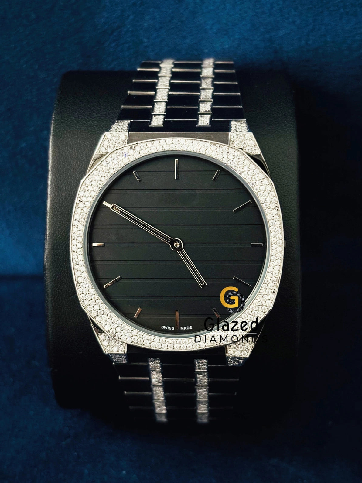 Black Dial D Colorless VVs Moissanite Watch