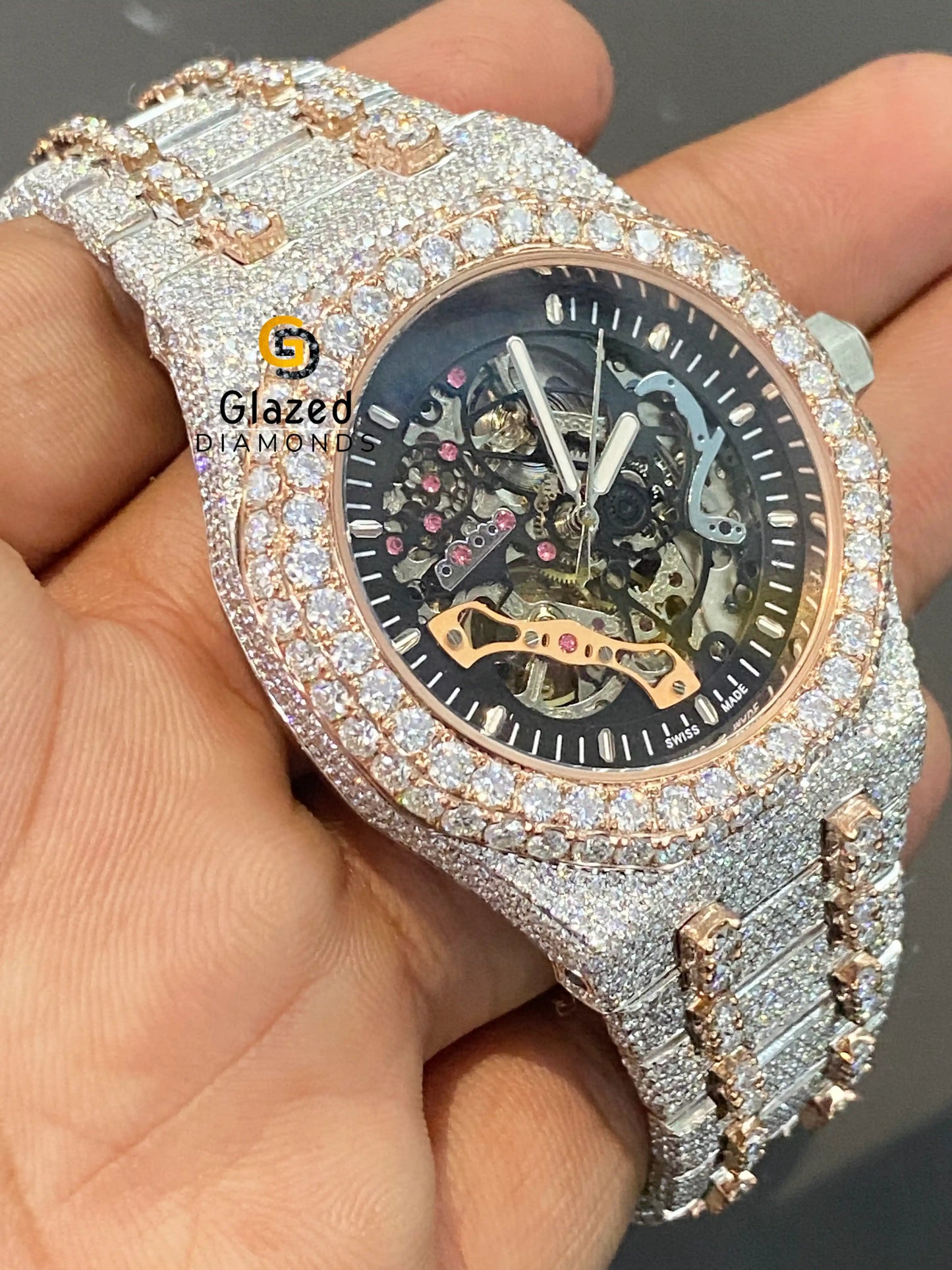 Black Dial Mens Diamond Watch 2 