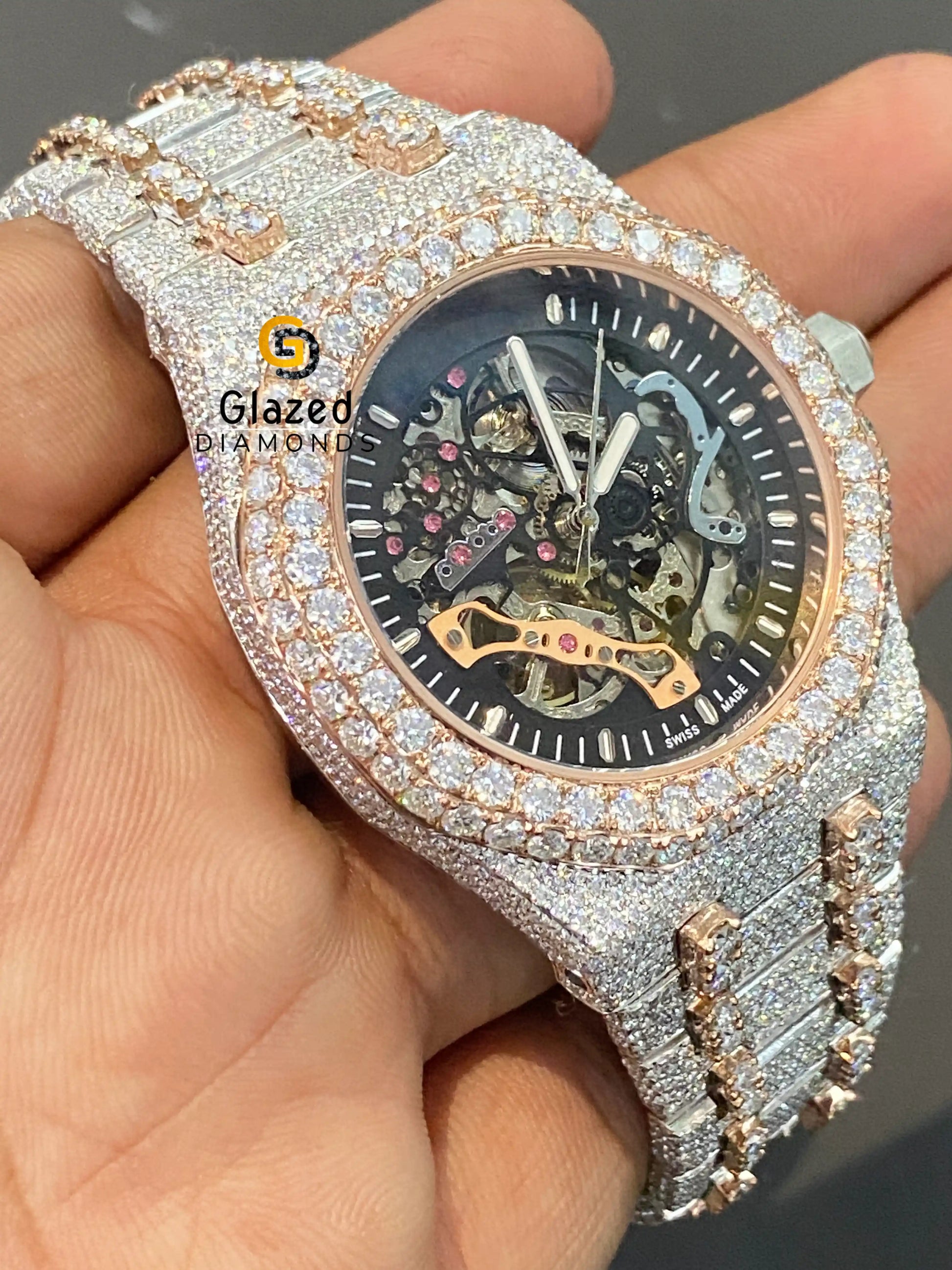 Black Dial Mens Diamond Watch 2 