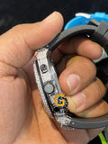 Black Dial Ring Moissanite Watch Men's