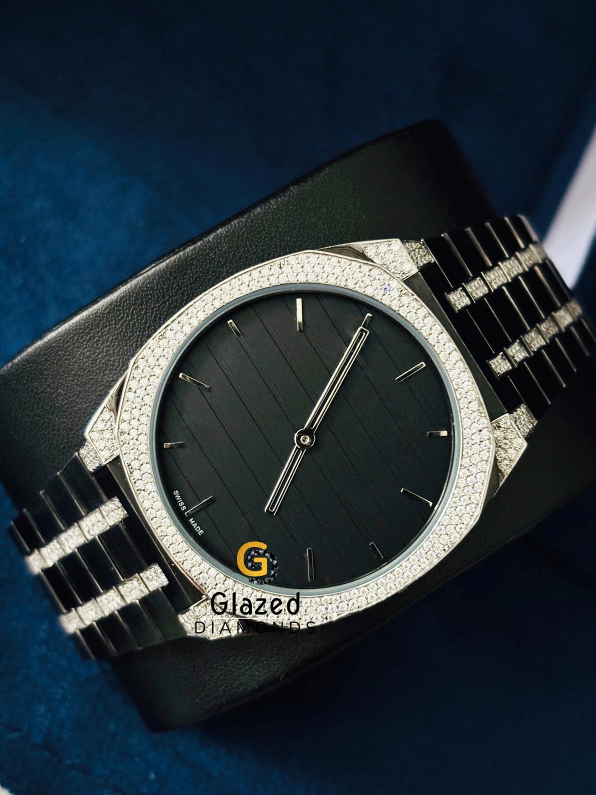 Black Dial VVS Moissanite Watch