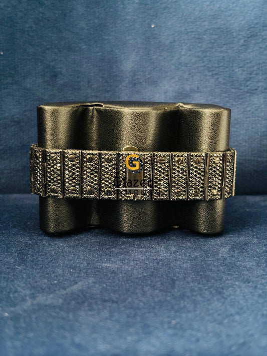 Black Diamond Iced Out Studded Red Roman Number Watch