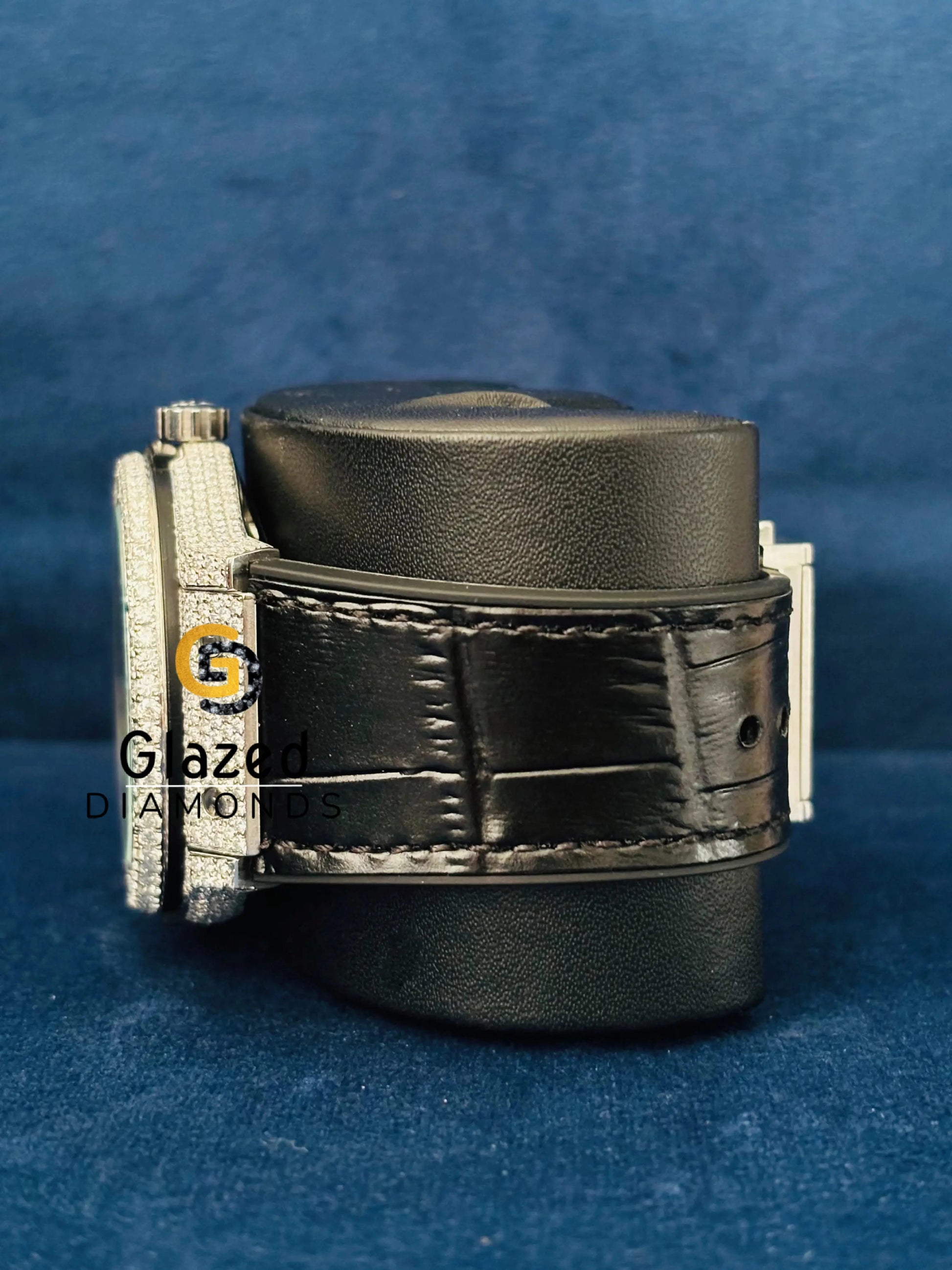 Black Leather Belt Moissanite Watch For Him