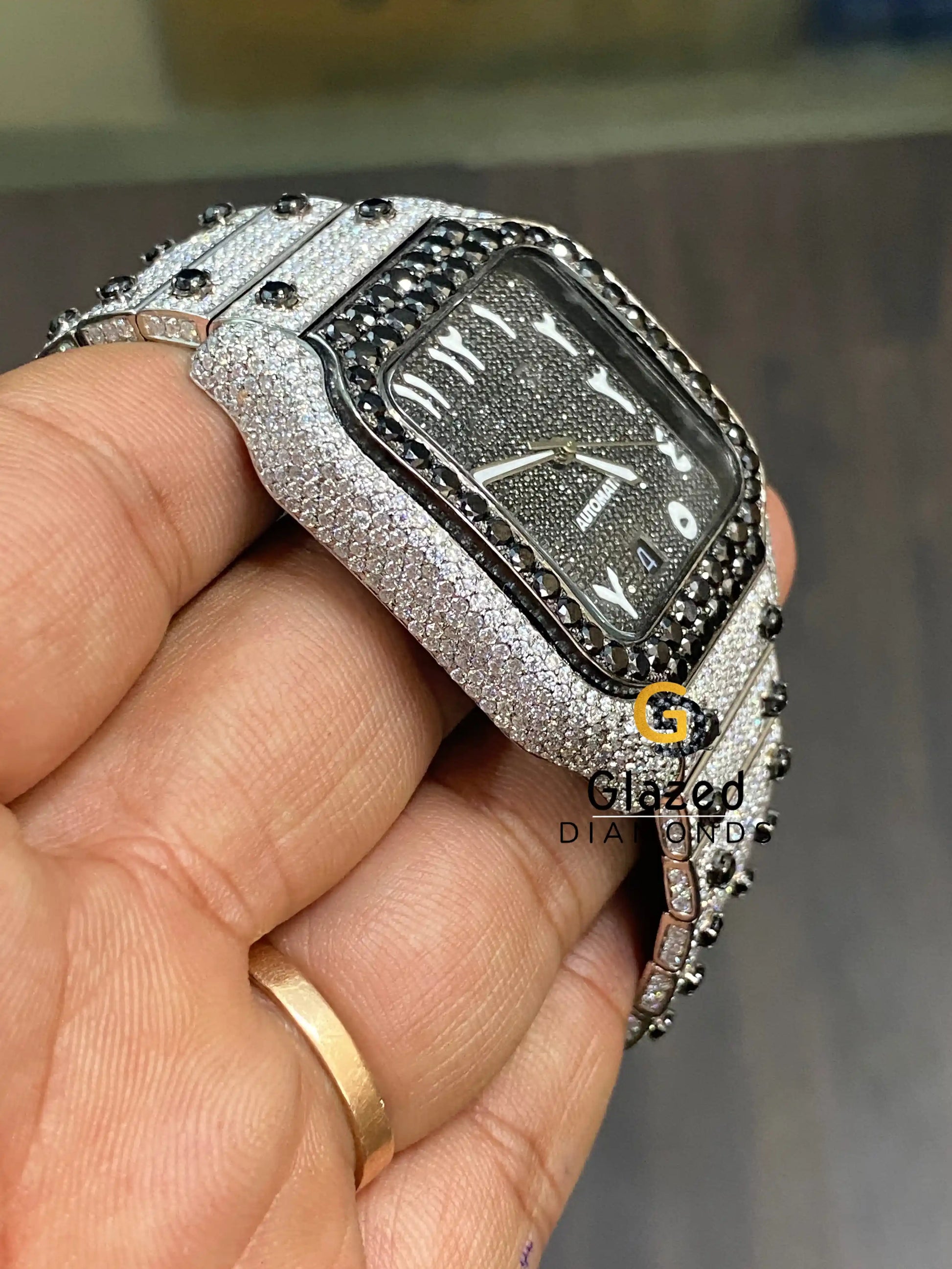 Black Moissanite Bust Down Watch