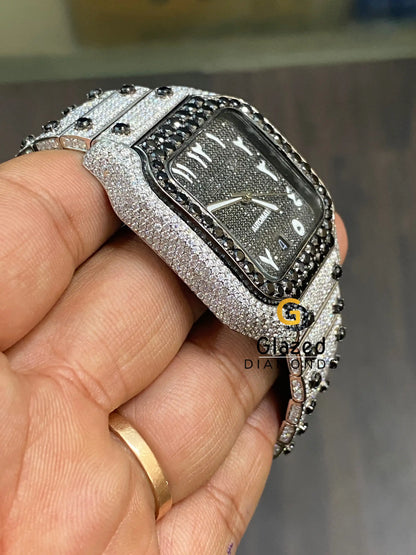 Black Moissanite Bust Down Watch