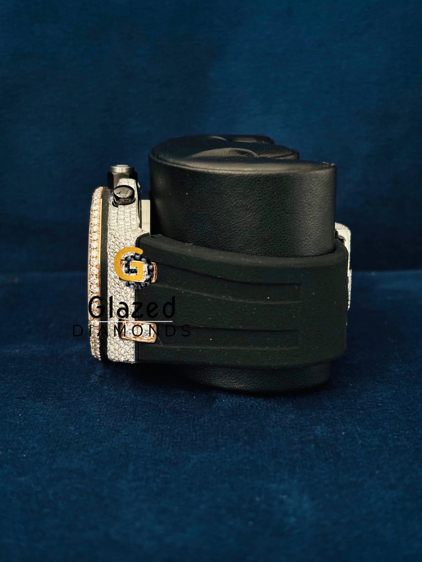 Black Rubber Strap Chronograph VVS Moissanite Watch