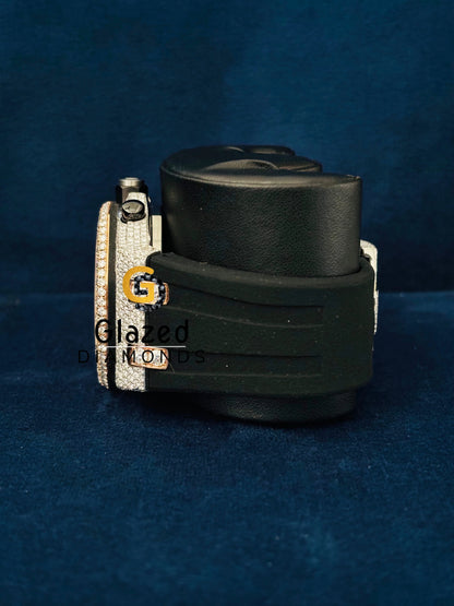 Black Rubber Strap Chronograph VVS Moissanite Watch