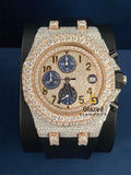Black Silicone Strap Arabic Dial Moissanite VVs Watch