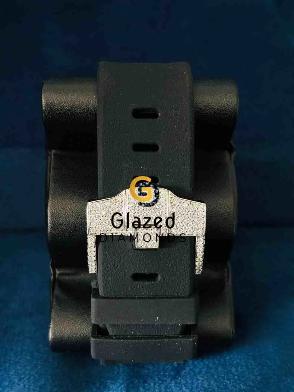 Black Silicone Strap Multi Chronograph Dial Moissanite Watch