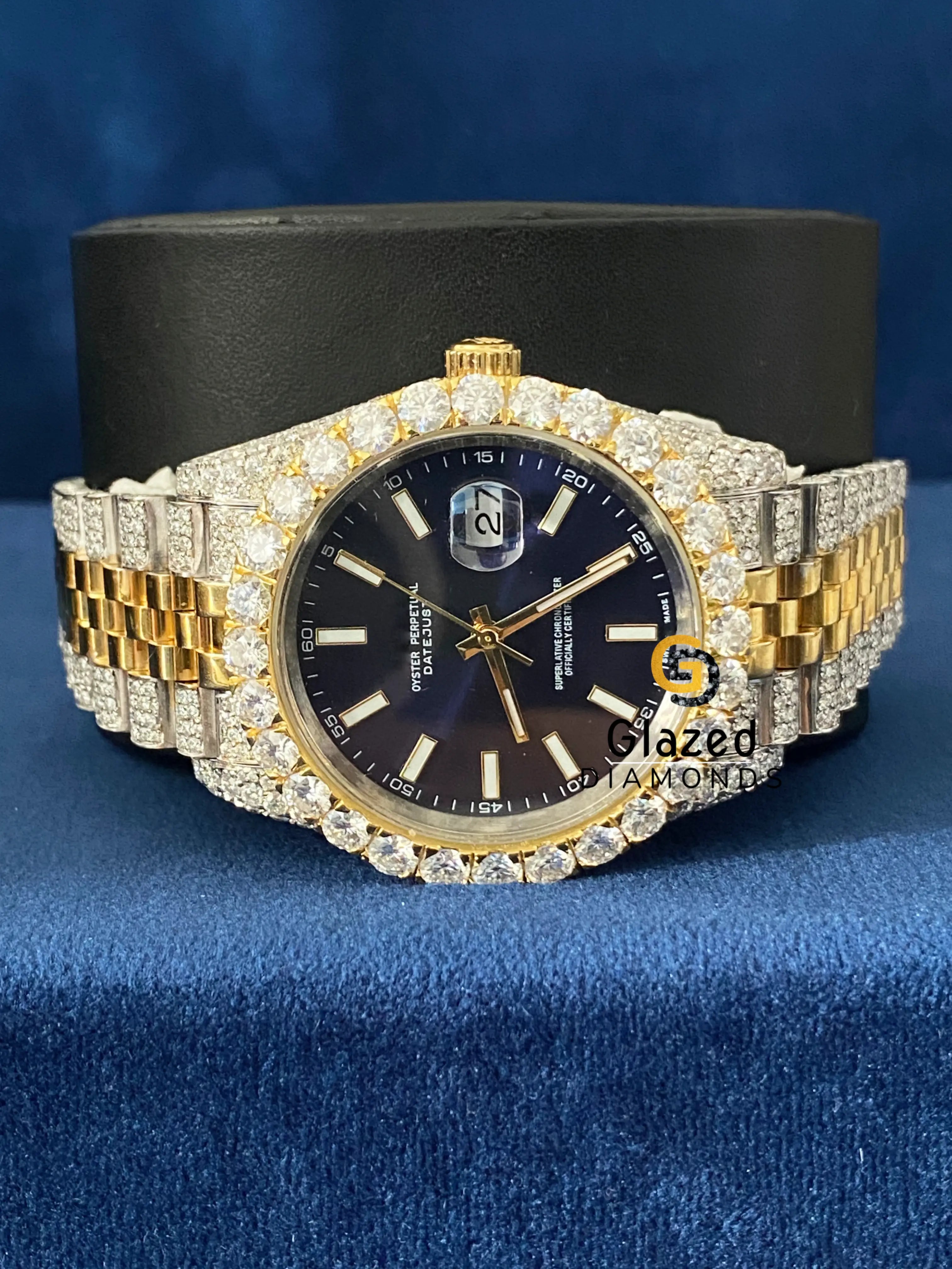 Black Stick Dial Bust Down VVs Moissanite Watch