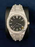 Black Stick Dial Moissanite Hip Hop Diamond Studded Watch