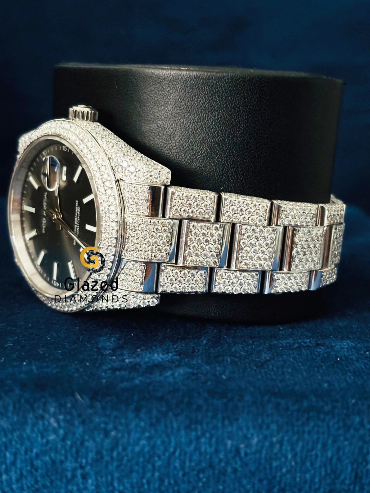 Black Stick Dial VVs Moissanite Hip Hop Watch