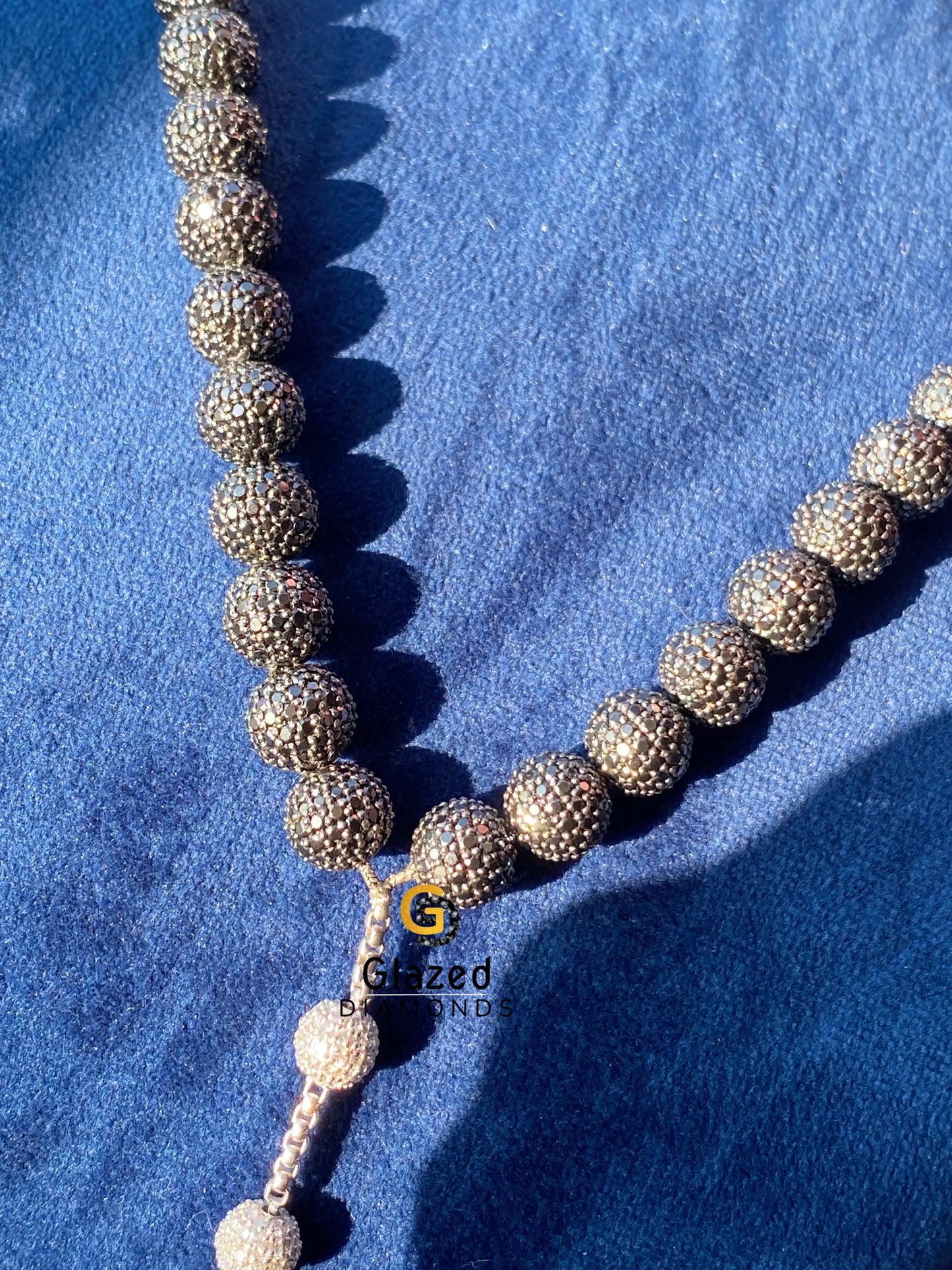 Black_ White Beads Moissanite Necklace