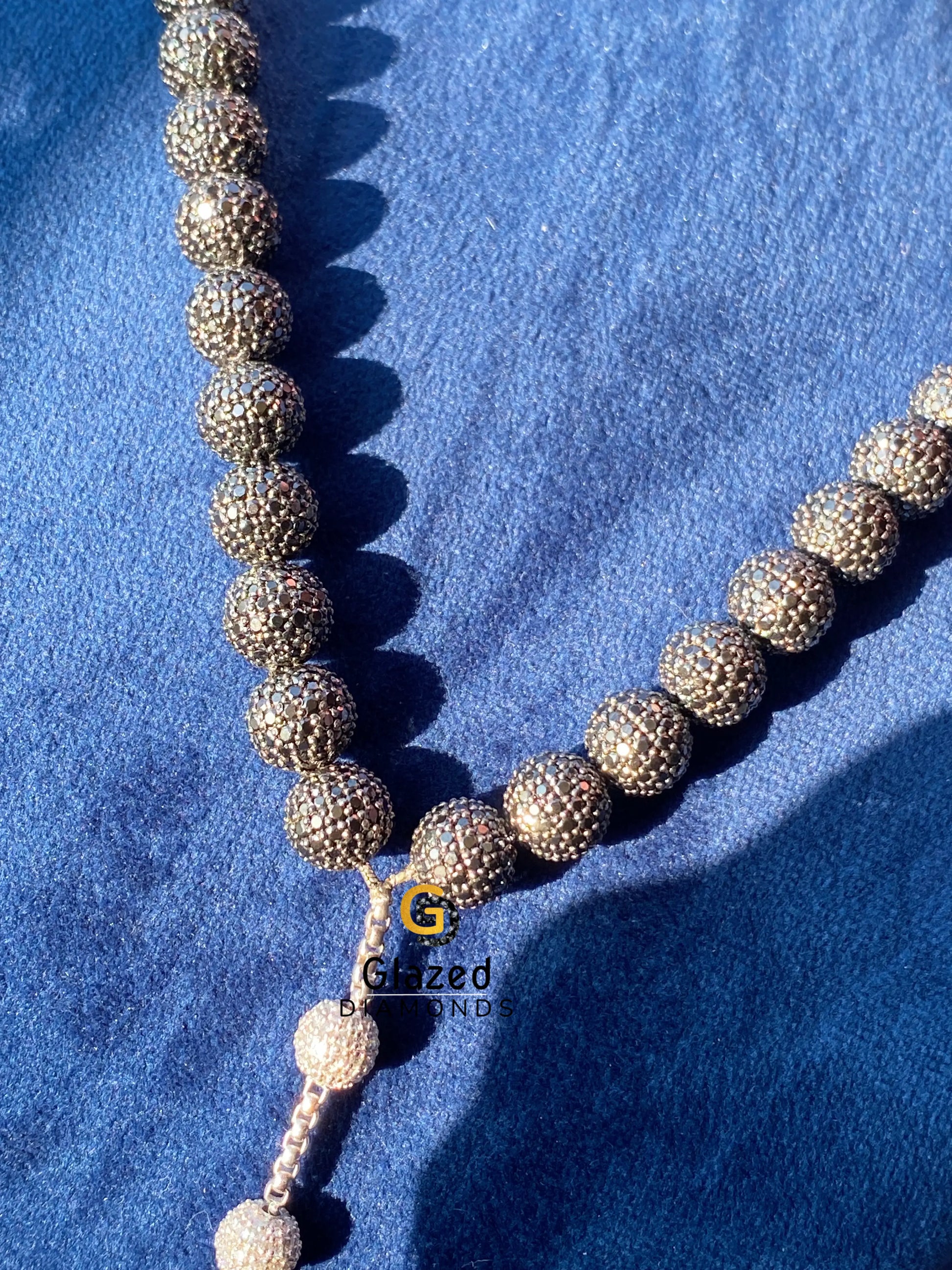 Black_ White Beads Moissanite Necklace