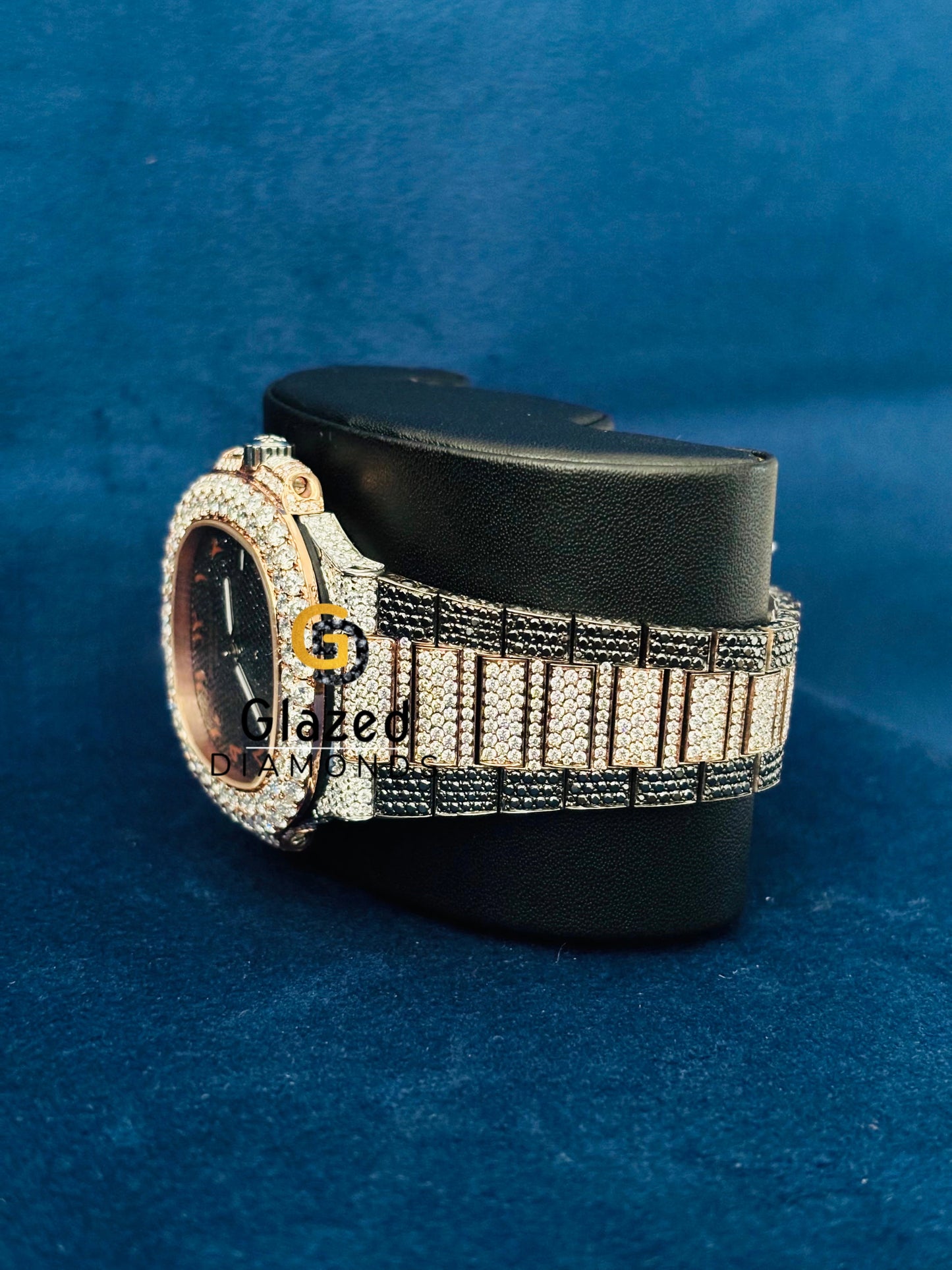 Black_ White Diamond Two Tone Iced Out Moissanite Watch