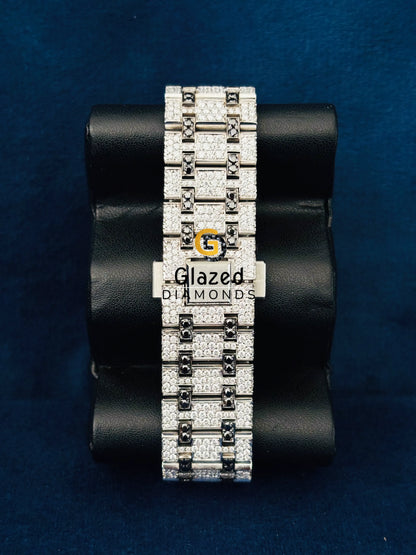 Black_ White Moissanite Hip Hop Watch For Men