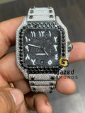 Latest Black & White Moissanite Diamond Studded Arabic Numeral Iced Watch