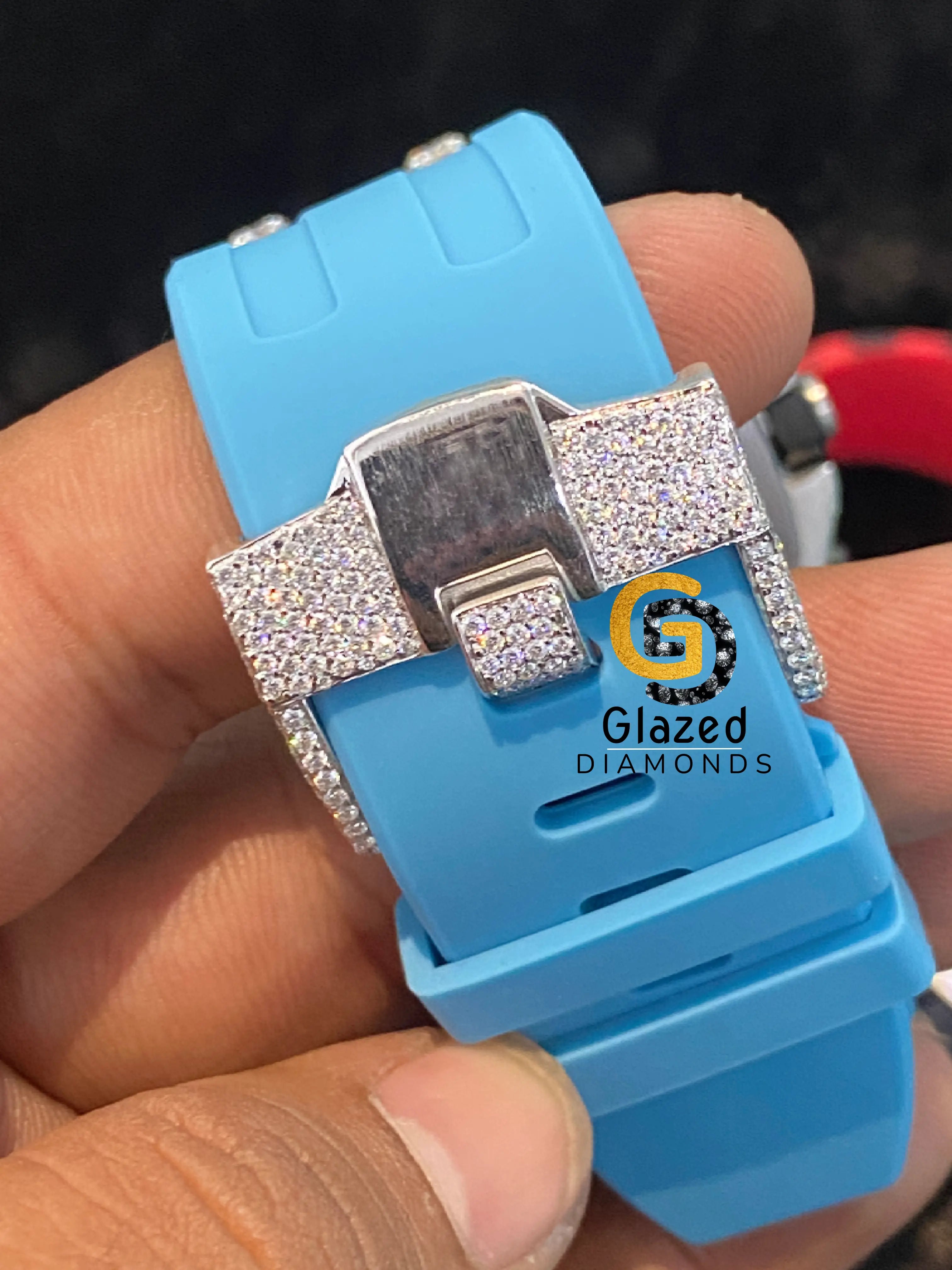 Iced Out Sky Color Silicon Strap Multi dial Moissanite Watch For Men
