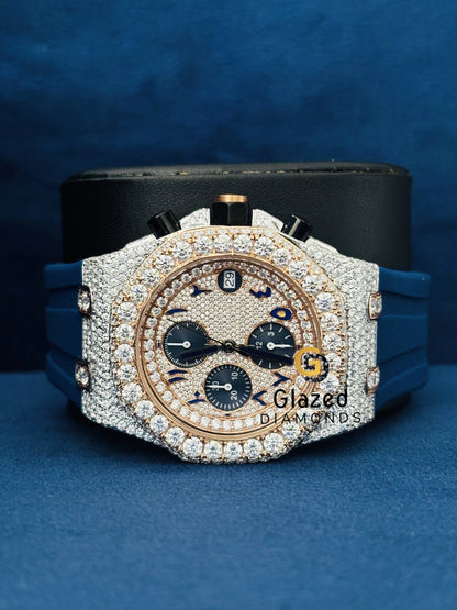 Blue Chronograph Moissanite Hip Hop Watch