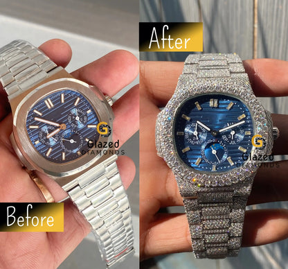 Blue Dial Before after Luxury Watch