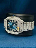 Blue Dial Roman Number Diamond Studded Watch