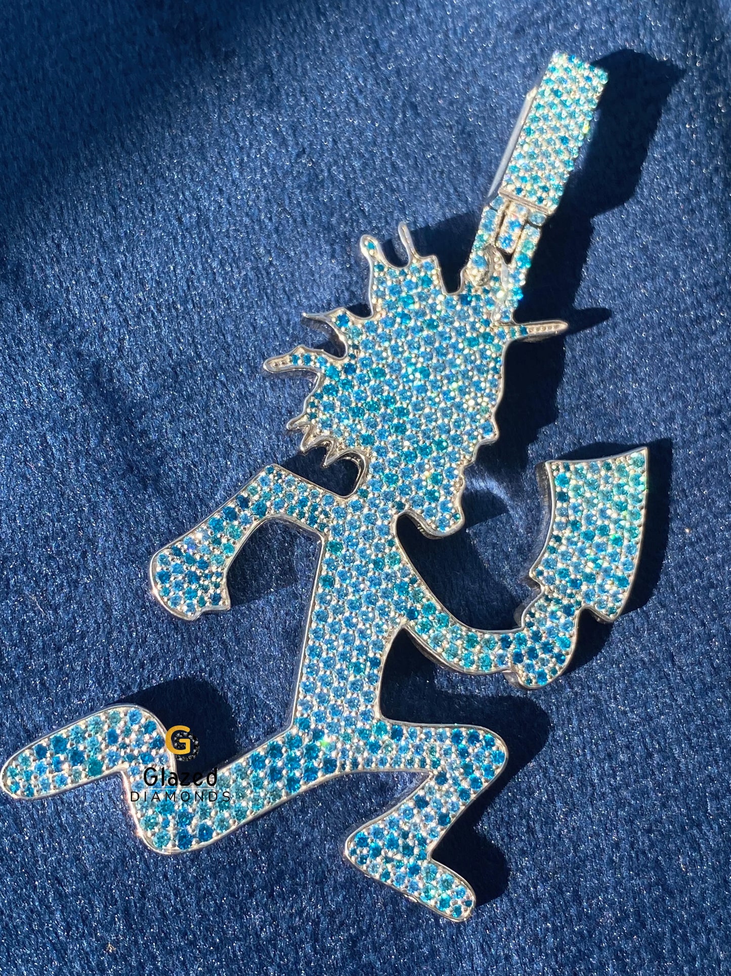 Blue Moissanite Hechet ManMoissanitePendant