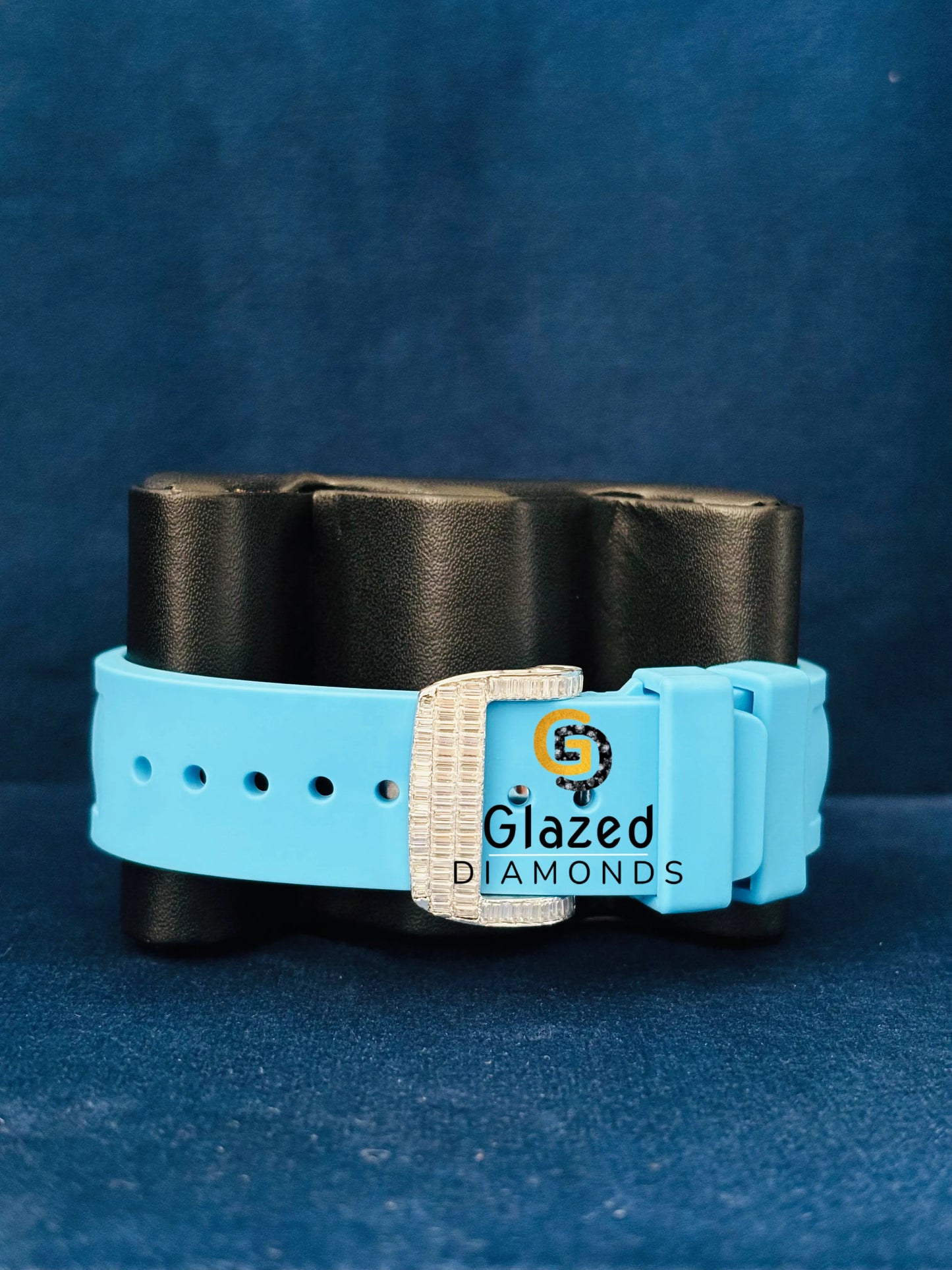 Blue Silicon Strap Richard Mile Fully Baguette Watch