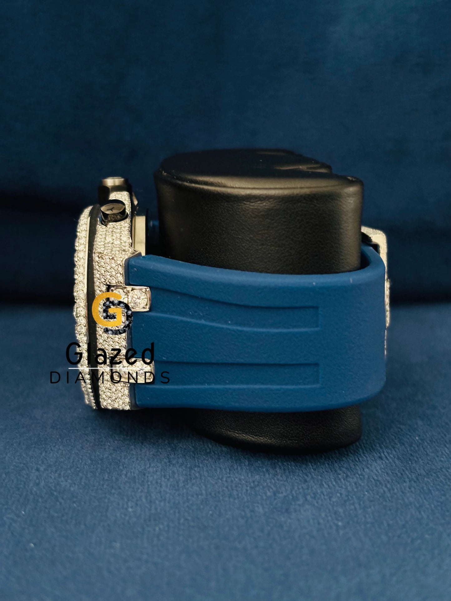 Blue Silicone Strap Arabic Multi Face Dial Round Moissanite AP Watch 